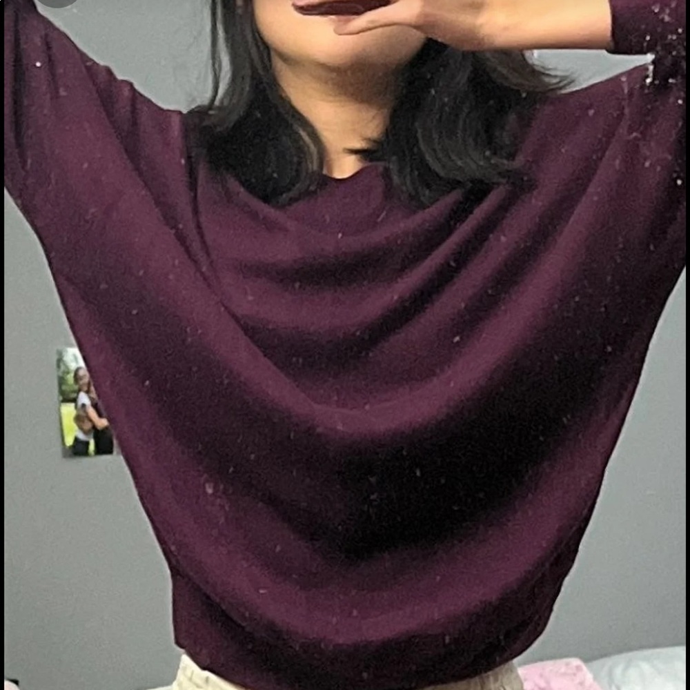 Chaps small purple 3/4 long sleeve draped shirt